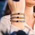 Milky Way | Gunmetal | Galaxy Glass Macrame Bead Bracelet